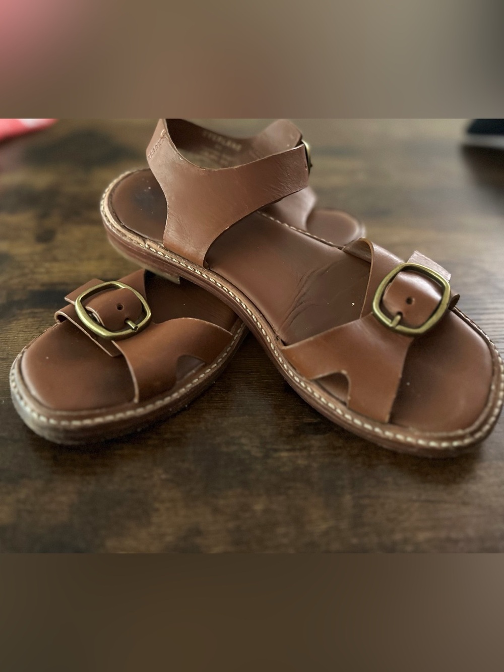 Everlane Brown Leather Women's Buckle Sandals Preppy Boho Minimalist Festival